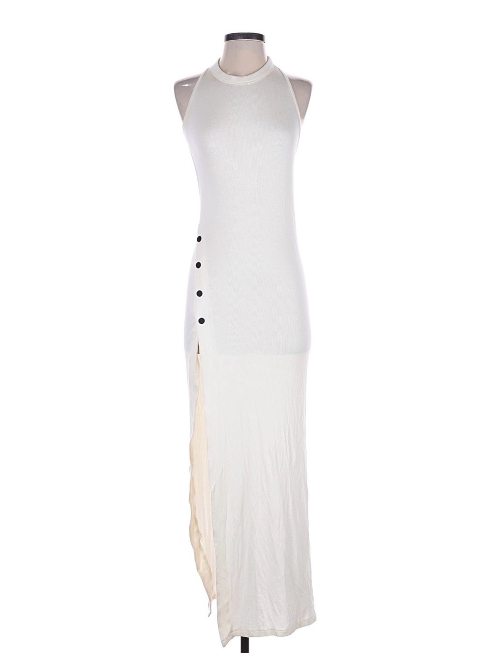 ALIX NYC One-Shoulder White Maxi Dress with Side Button Detail xs